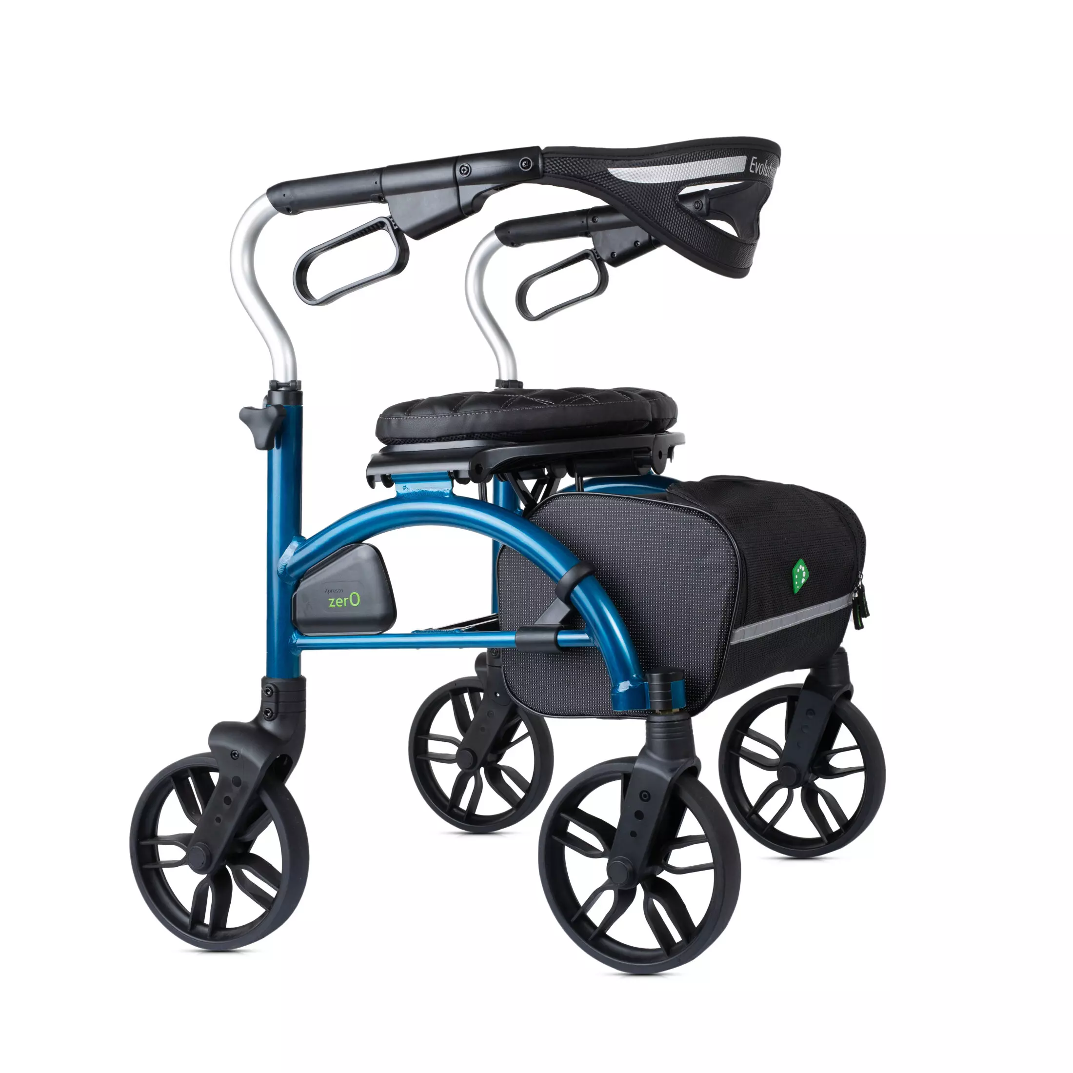 Xpresso Zero Regular rollator walker with padded seat and cable-free design by Evolution Walkers