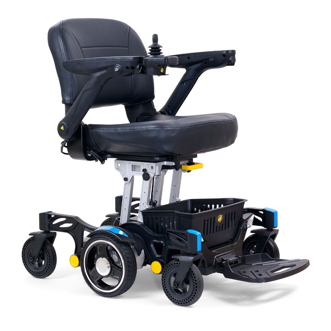 Buzzaround power wheelchair with padded captain’s seat and long-range battery by Golden Technologies